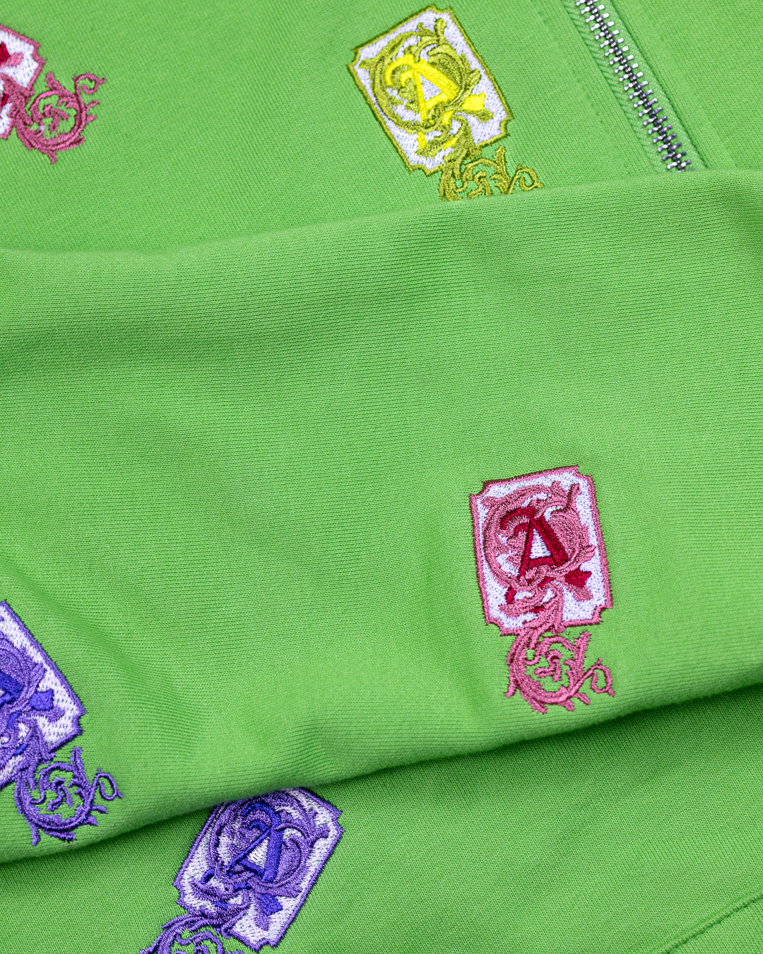 Lettering Embroidery Zip Up Hoodie