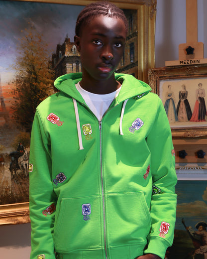 Lettering Embroidery Zip Up Hoodie