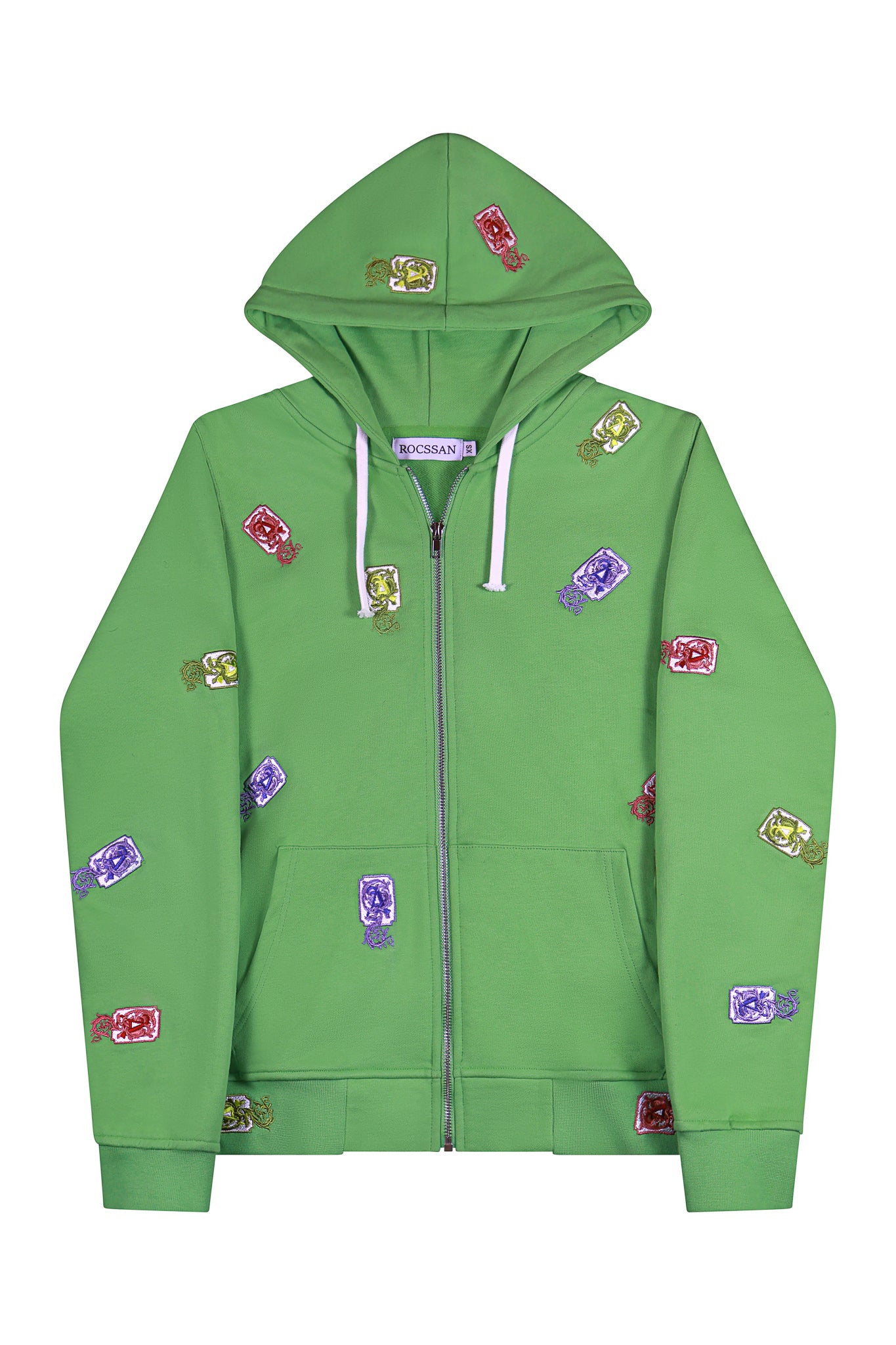 Lettering Embroidery Zip Up Hoodie